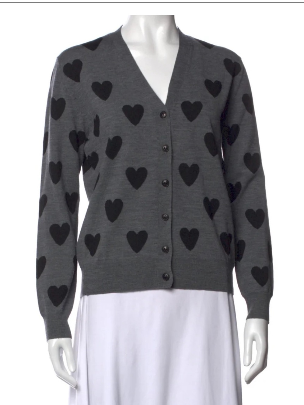 Burberry Merino Wool Graphic Print Heart Sweater Cardigan s